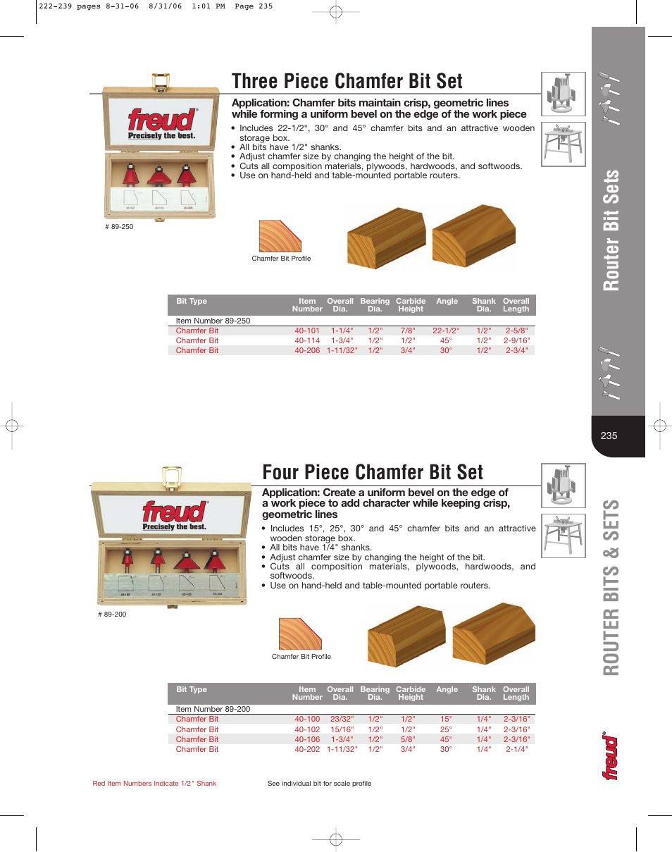 Router bits & sets router bit sets | Freud Tools 222 User Manual | Page 14 / 14