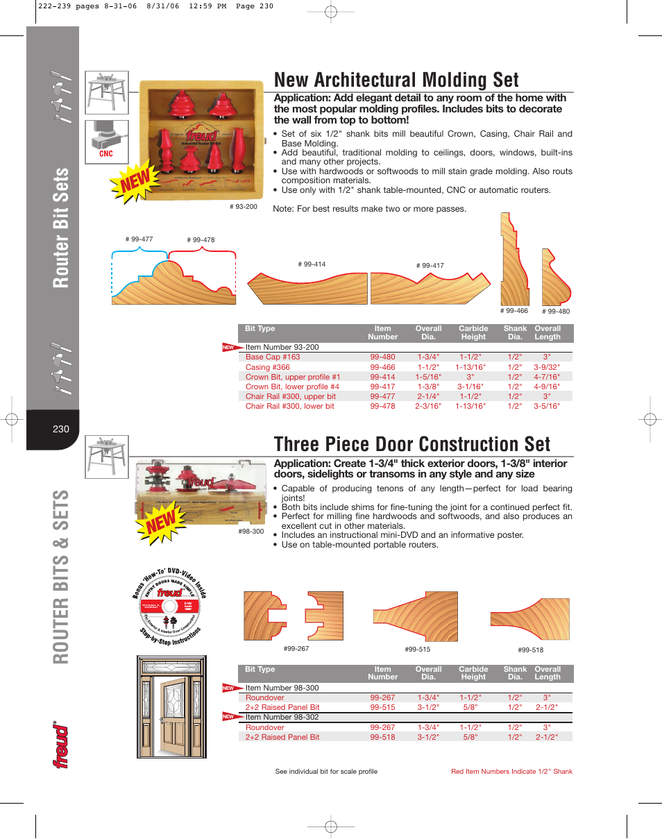 Three piece door construction set | Freud Tools 222 User Manual | Page 9 / 14