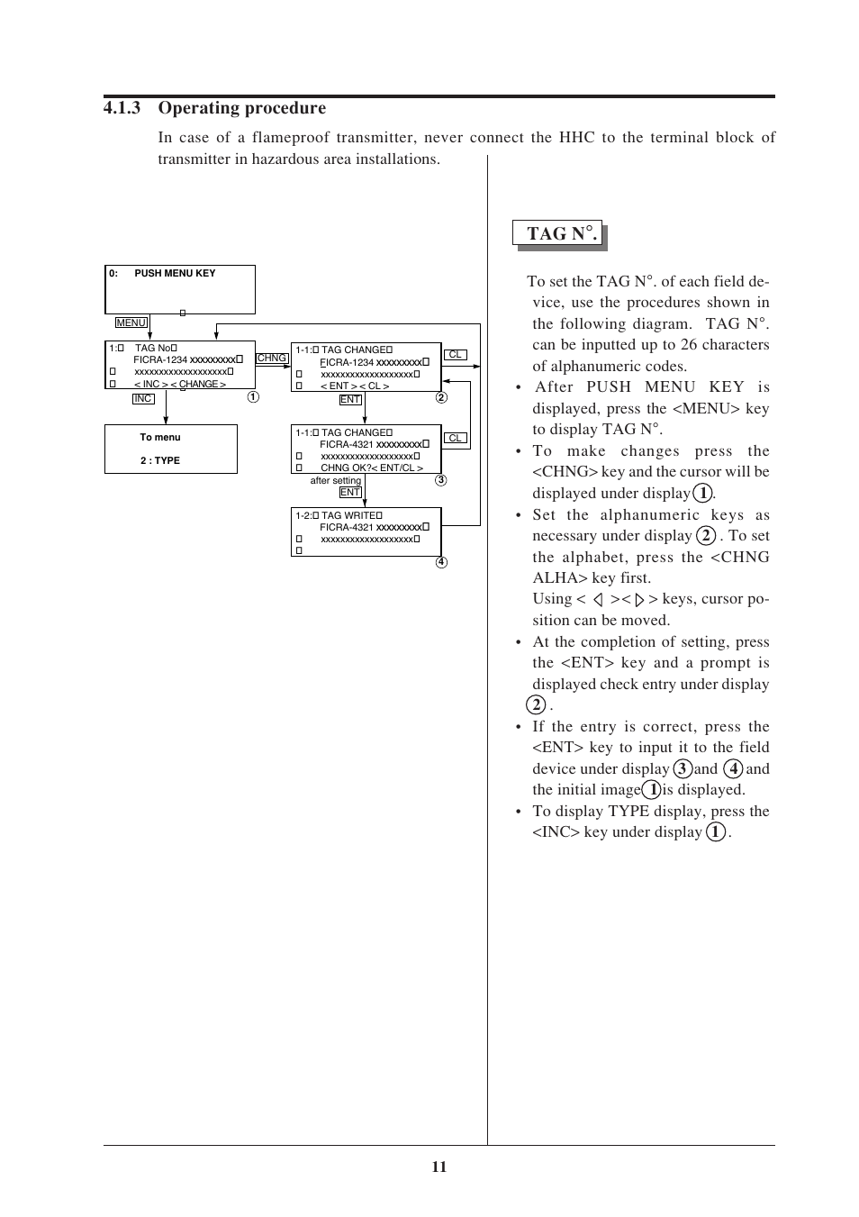 3 operating procedure, Tag n | Fujimoto Fuji Differential Pressure Transmitter FKK 4 User Manual | Page 17 / 74