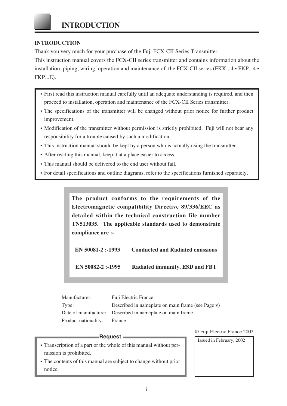 Introduction | Fujimoto Fuji Differential Pressure Transmitter FKK 4 User Manual | Page 2 / 74