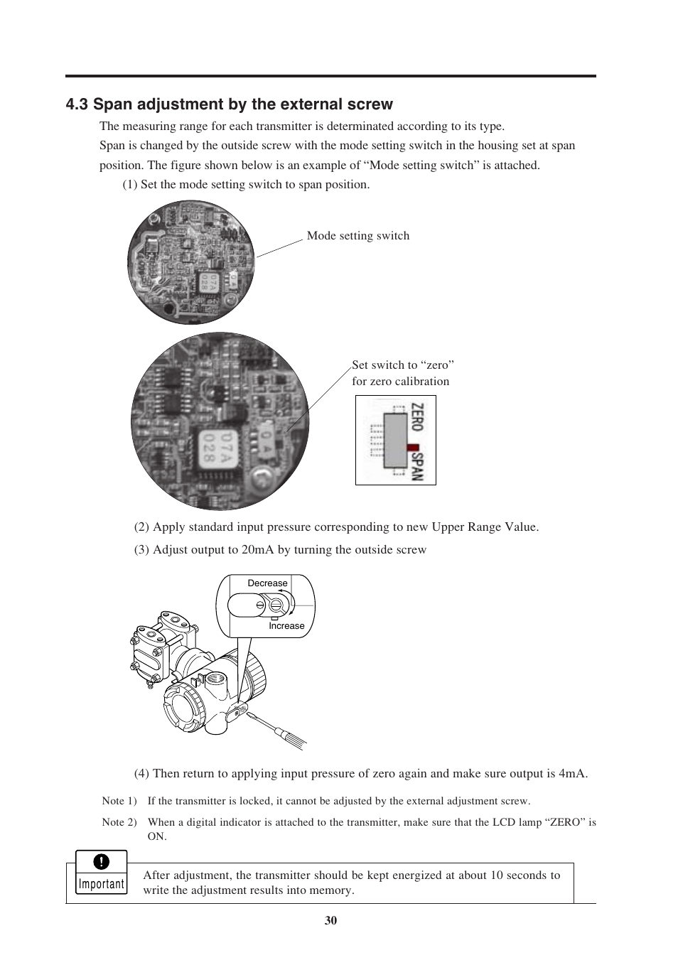 3 span adjustment by the external screw | Fujimoto Fuji Differential Pressure Transmitter FKK 4 User Manual | Page 36 / 74
