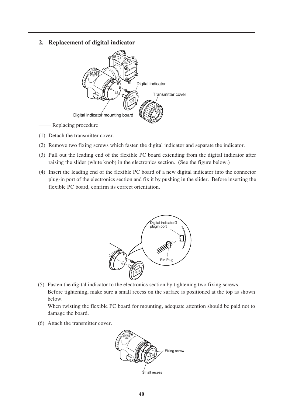 Replacement of digital indicator | Fujimoto Fuji Differential Pressure Transmitter FKK 4 User Manual | Page 46 / 74