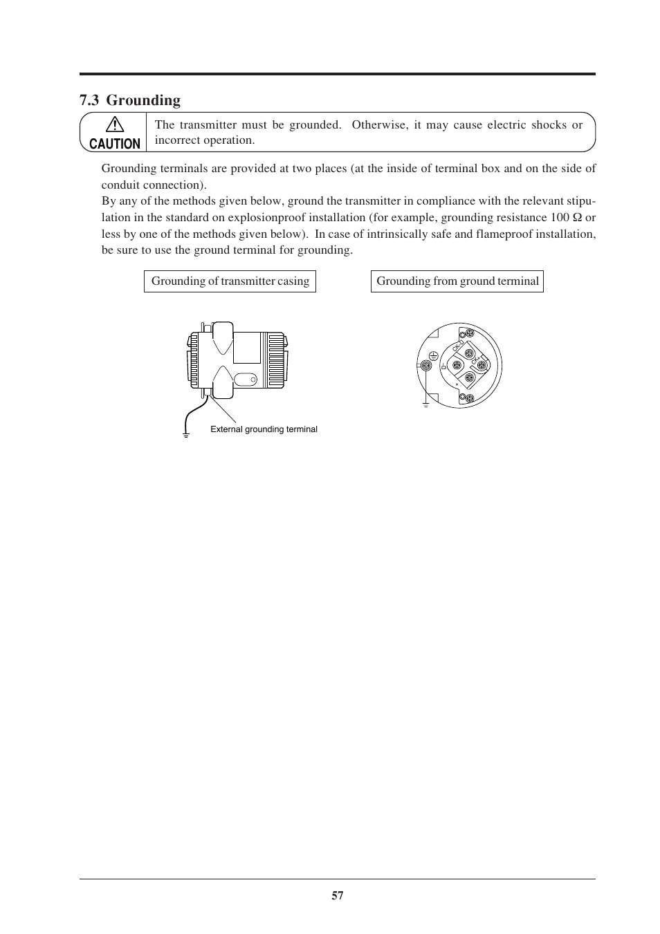 3 grounding, Caution | Fujimoto Fuji Differential Pressure Transmitter FKK 4 User Manual | Page 63 / 74