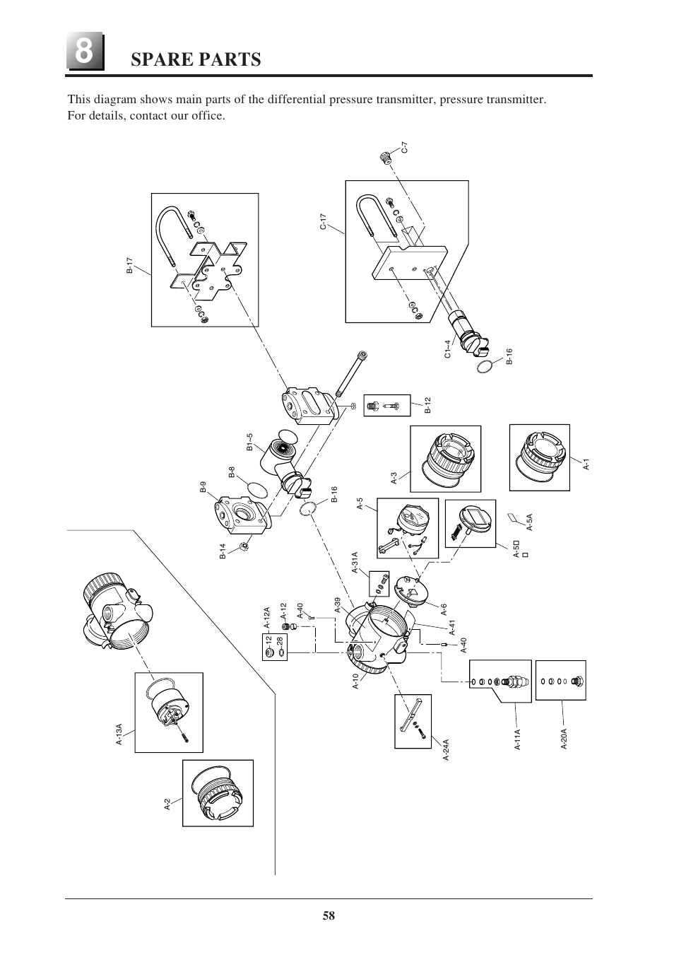 Spare parts | Fujimoto Fuji Differential Pressure Transmitter FKK 4 User Manual | Page 64 / 74