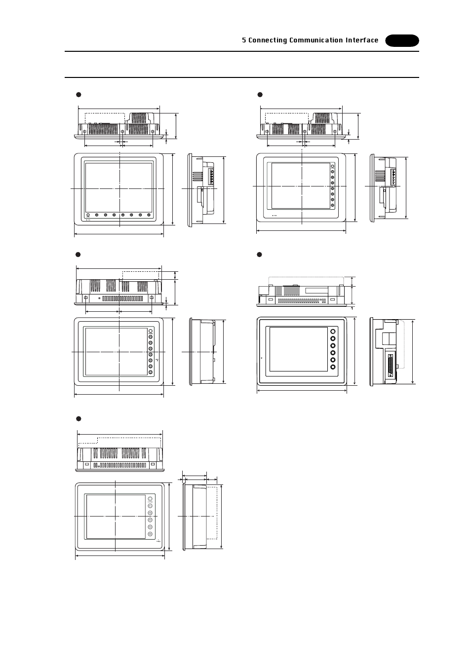 External dimensions of the i/f unit on the pod | Fujitronic Programmable Operation Display UG520H-x User Manual | Page 227 / 275