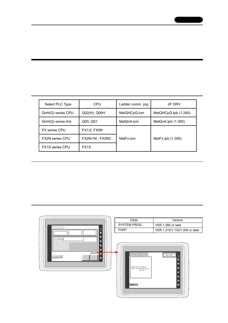 Ladder transfer function, Transparent mode), Applicable plc | Applicable types, Version and main menu screen, Appendix - 1 | Fujitronic Programmable Operation Display UG520H-x User Manual | Page 271 / 275