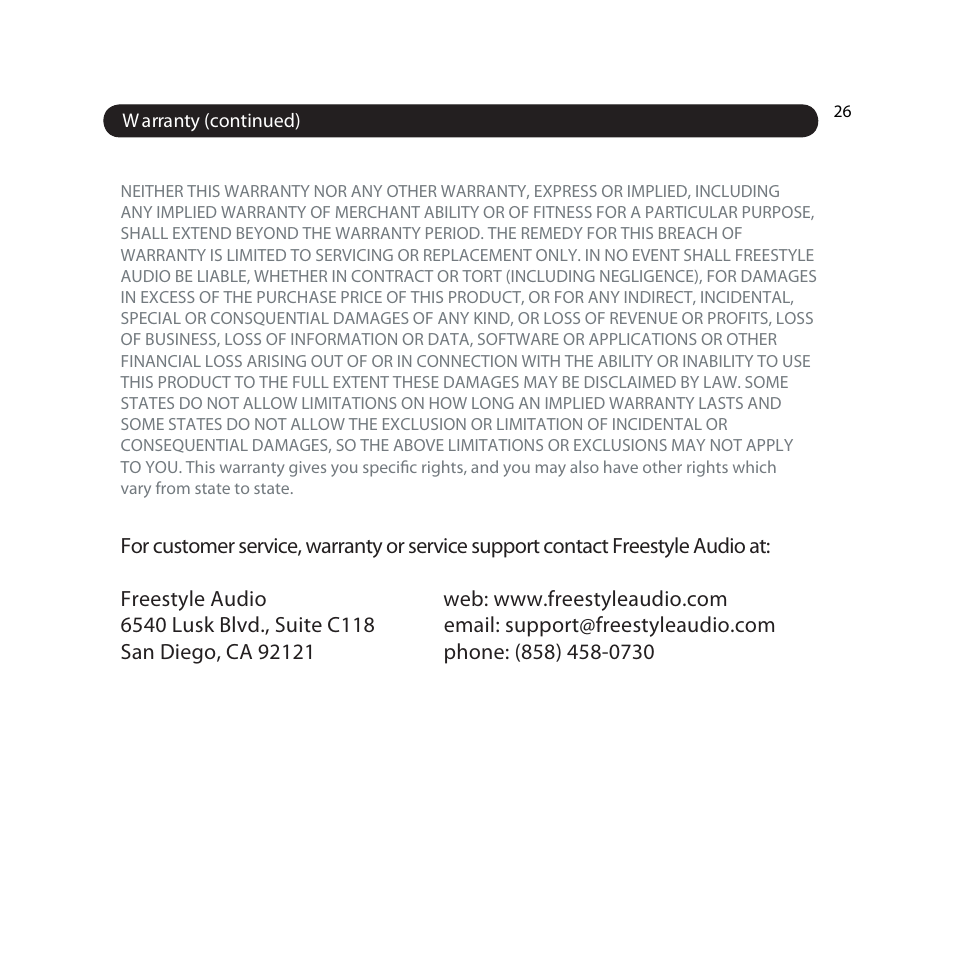 Freestyle Audio Soundwave User Manual | Page 26 / 28