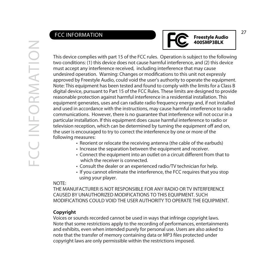 Freestyle Audio Soundwave User Manual | Page 27 / 28