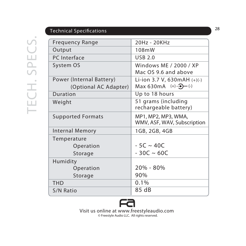 Freestyle Audio Soundwave User Manual | Page 28 / 28