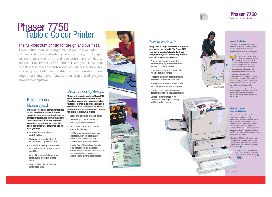 Tabloid colour printer, Phaser 7750, The full-spectrum printer for design and business | Bright colours at blazing speed, Better colour by design, Easy to work with | FujiFilm Phaser 7750DN User Manual | Page 2 / 2