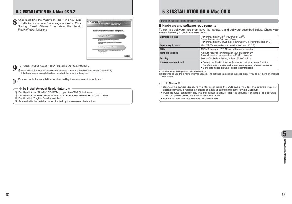 3 installation on a mac os x, 2 installation on a mac os 9.2 | FujiFilm FinePix A370 User Manual | Page 32 / 49