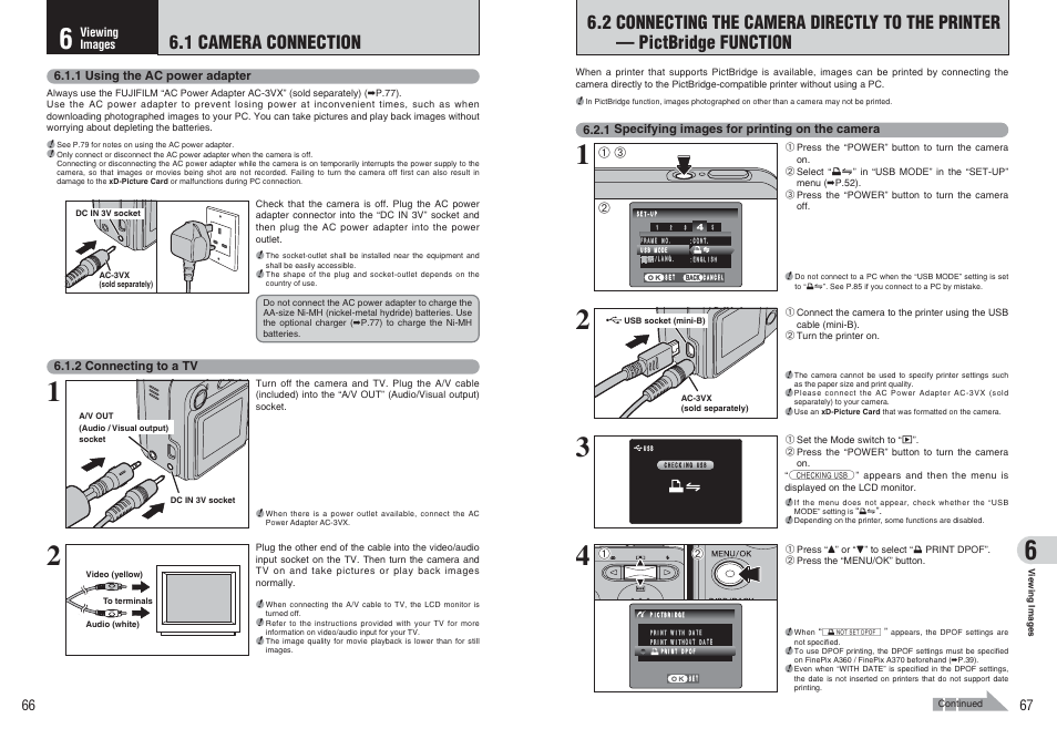 1 camera connection | FujiFilm FinePix A370 User Manual | Page 34 / 49