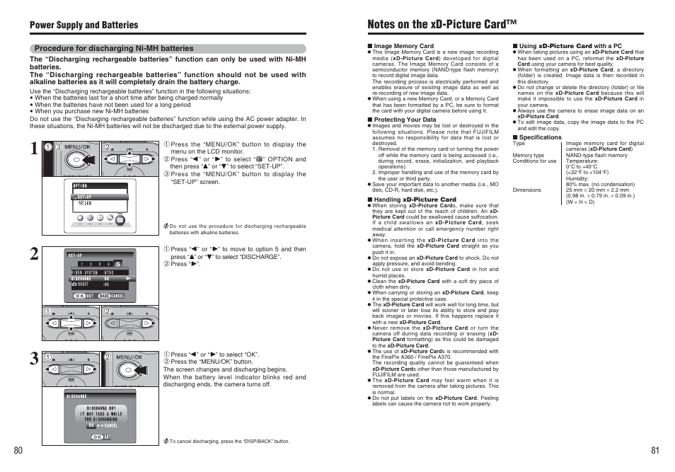 Power supply and batteries | FujiFilm FinePix A370 User Manual | Page 41 / 49