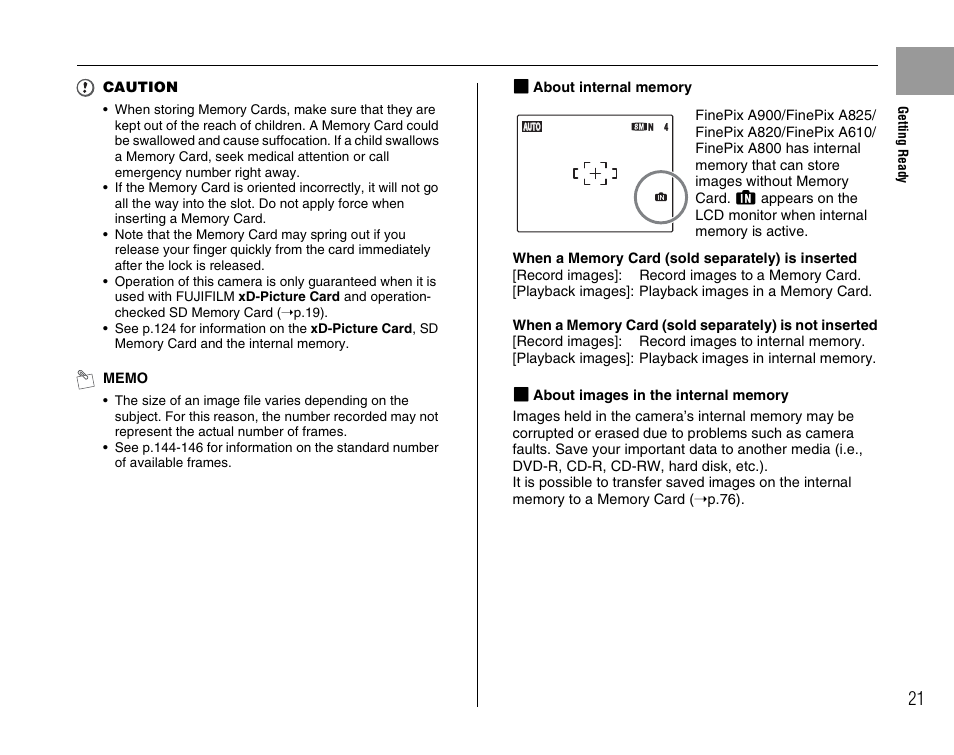 FujiFilm FinePix A900 User Manual | Page 21 / 164