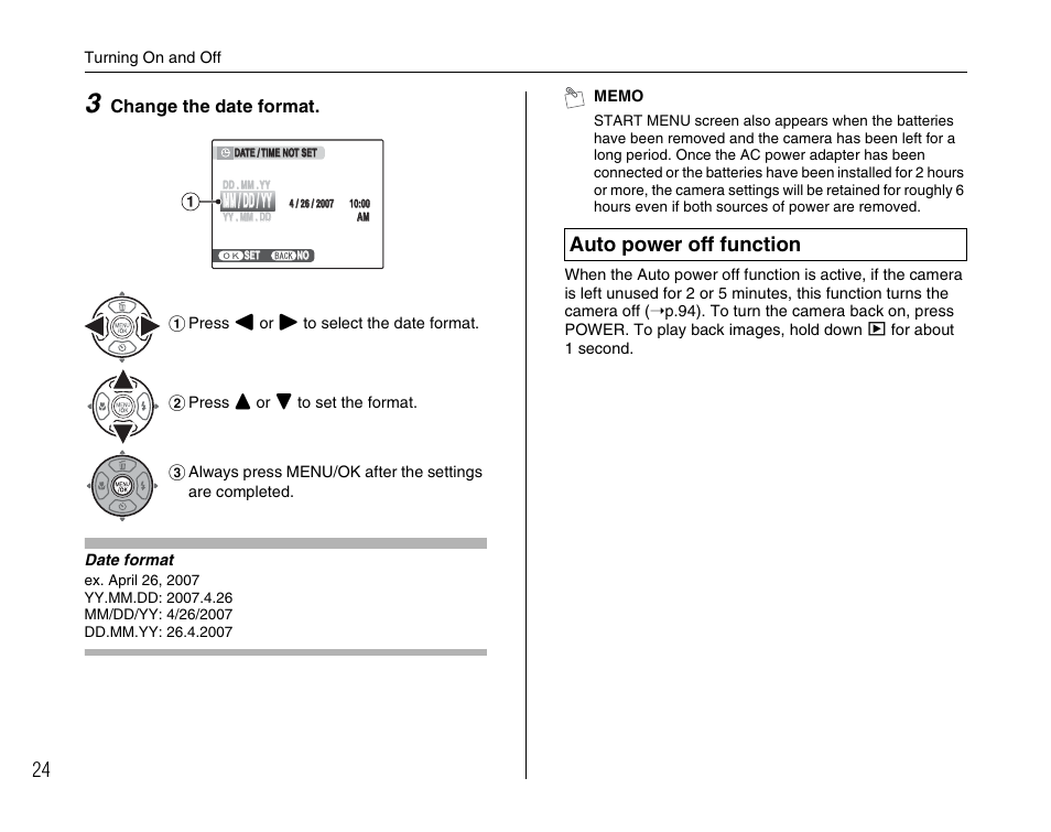 Auto power off function | FujiFilm FinePix A900 User Manual | Page 24 / 164