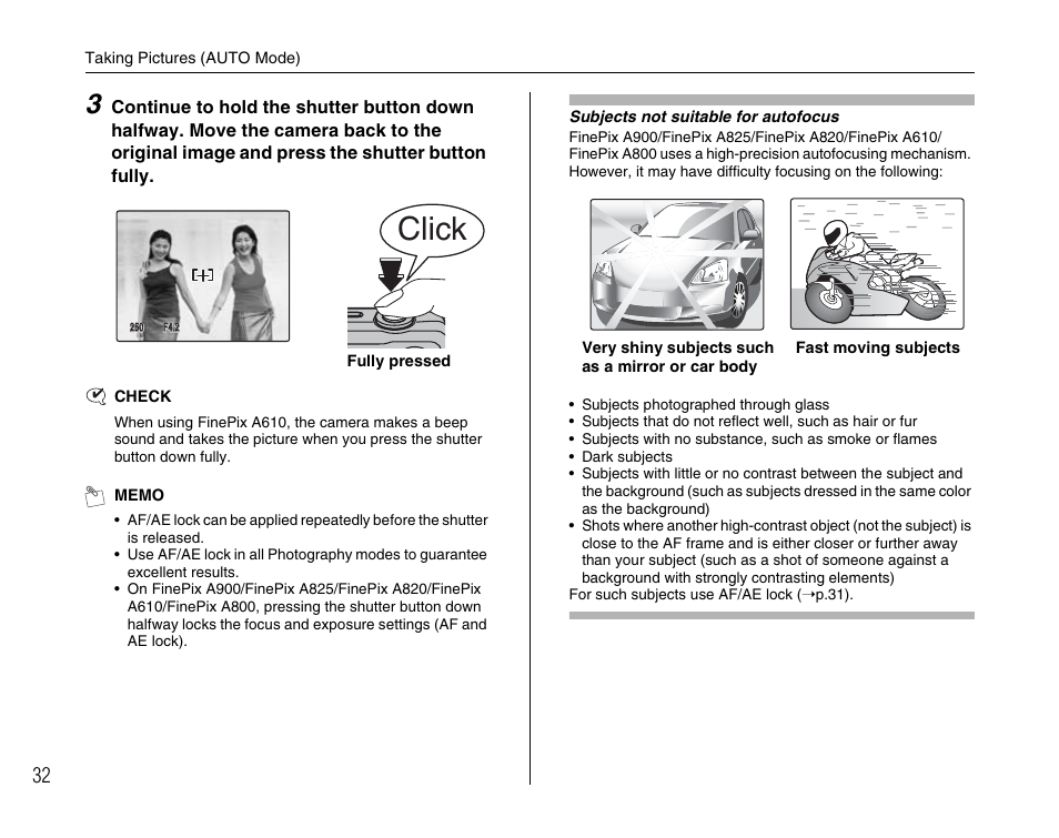 Click | FujiFilm FinePix A900 User Manual | Page 32 / 164