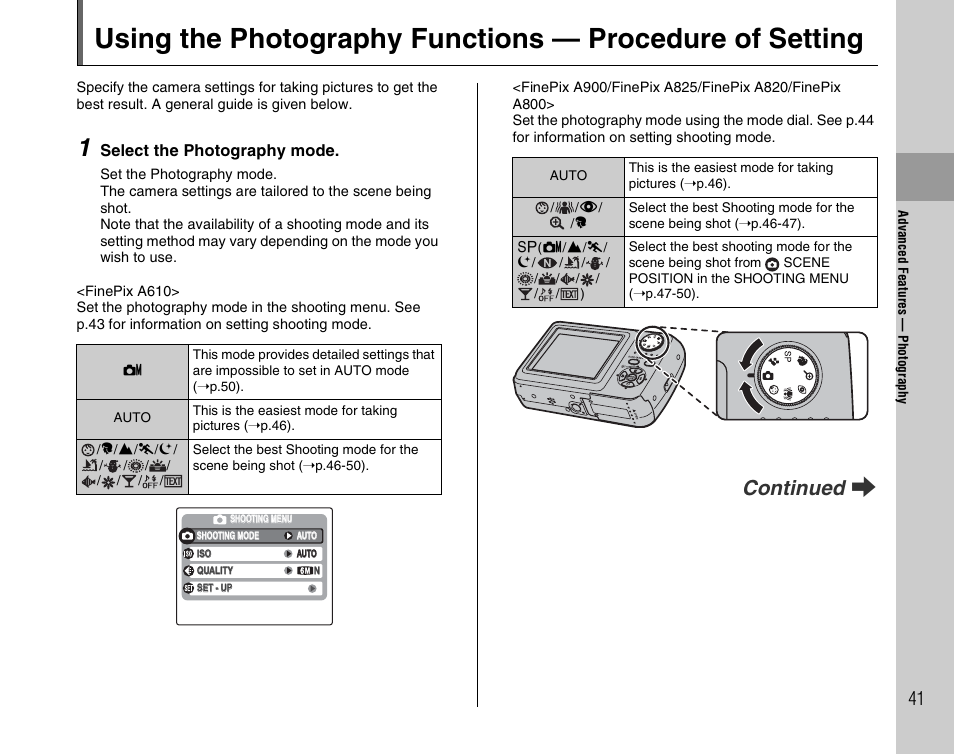 Continued q | FujiFilm FinePix A900 User Manual | Page 41 / 164