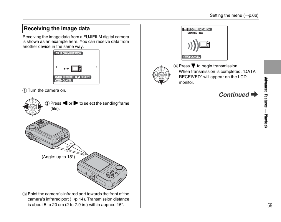 Continued q, Receiving the image data | FujiFilm FinePix A900 User Manual | Page 69 / 164