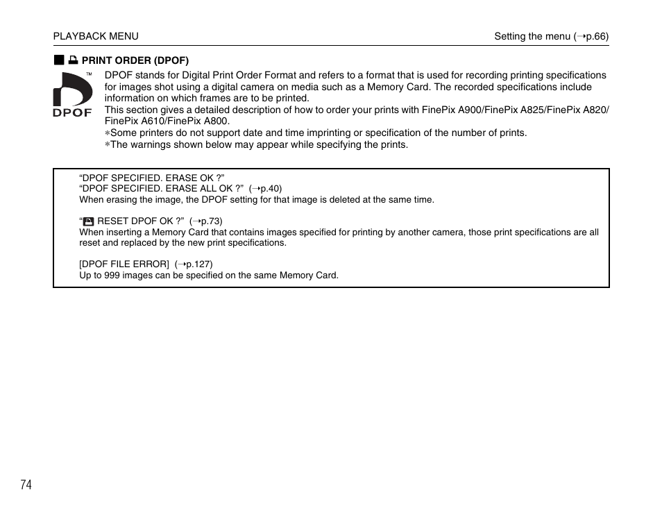 FujiFilm FinePix A900 User Manual | Page 74 / 164