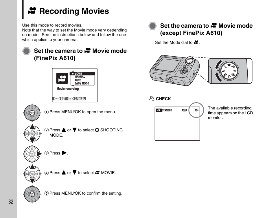 R recording movies | FujiFilm FinePix A900 User Manual | Page 82 / 164