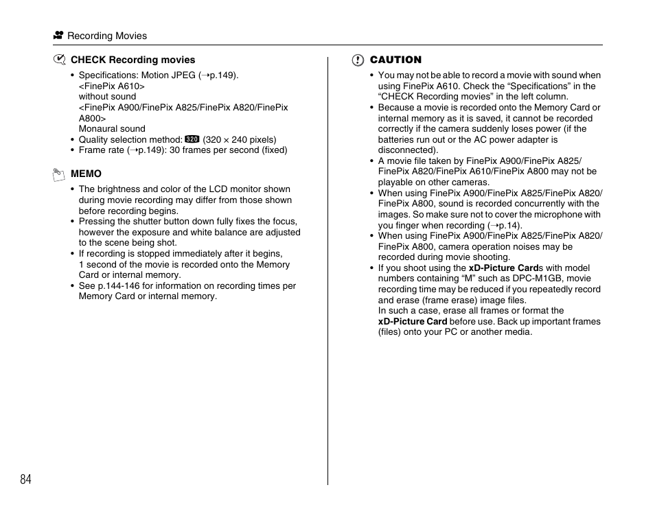 FujiFilm FinePix A900 User Manual | Page 84 / 164