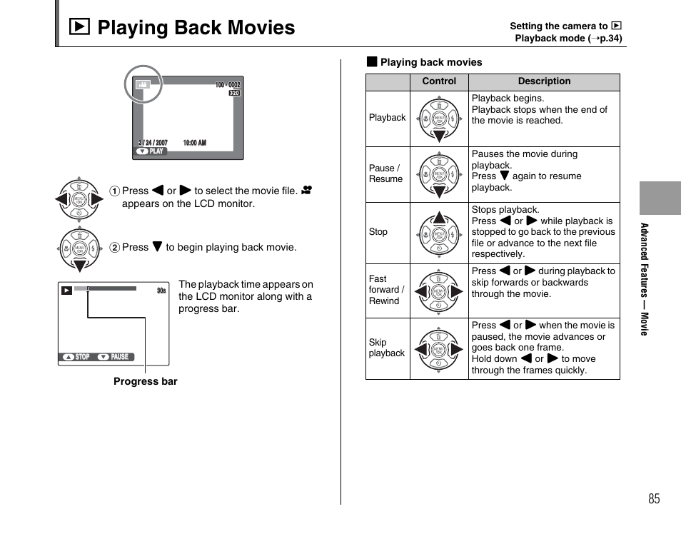 W playing back movies | FujiFilm FinePix A900 User Manual | Page 85 / 164