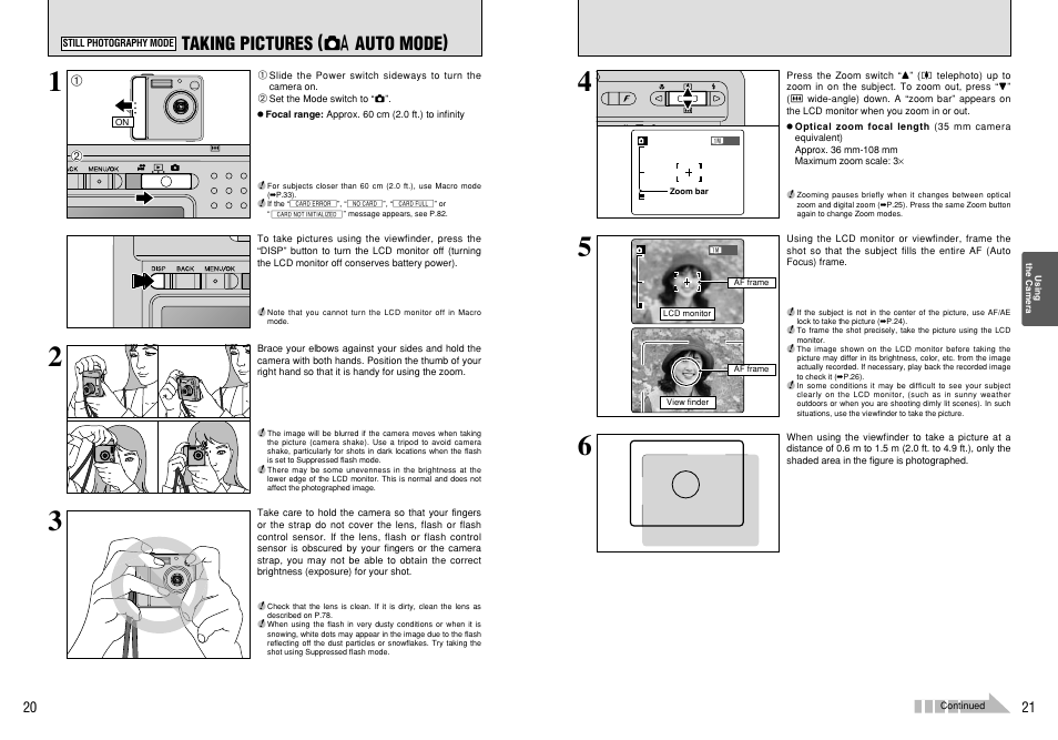 Taking pictures ( a auto mode) | FujiFilm FinePix 420 User Manual | Page 11 / 47