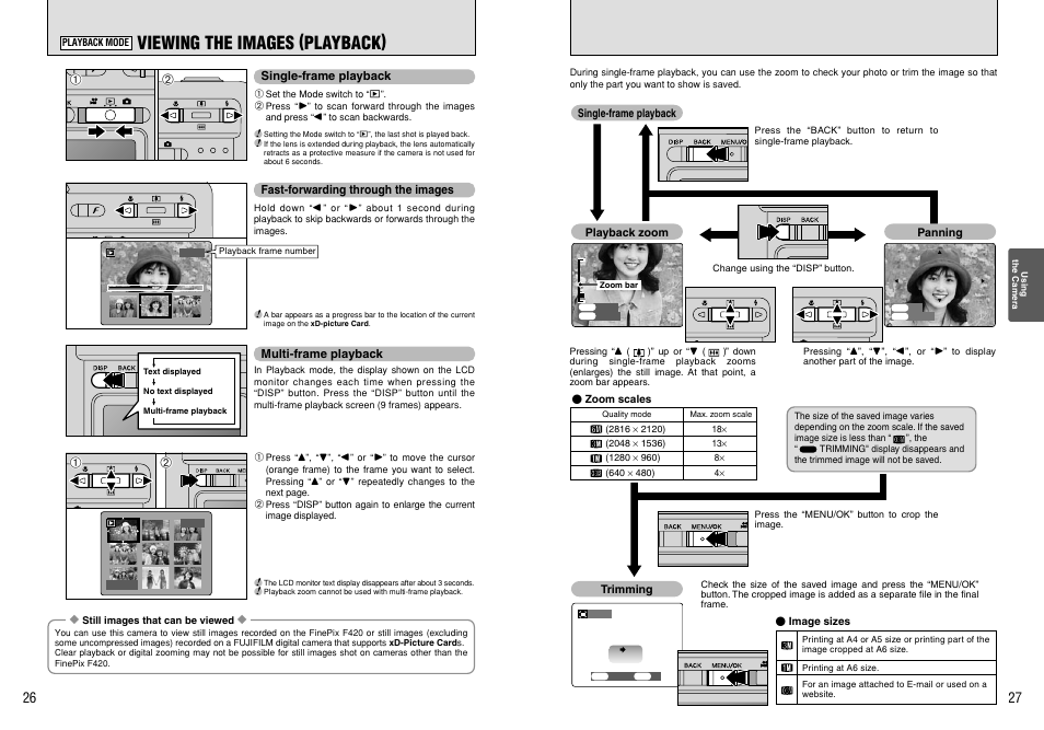 Viewing the images (playback) | FujiFilm FinePix 420 User Manual | Page 14 / 47