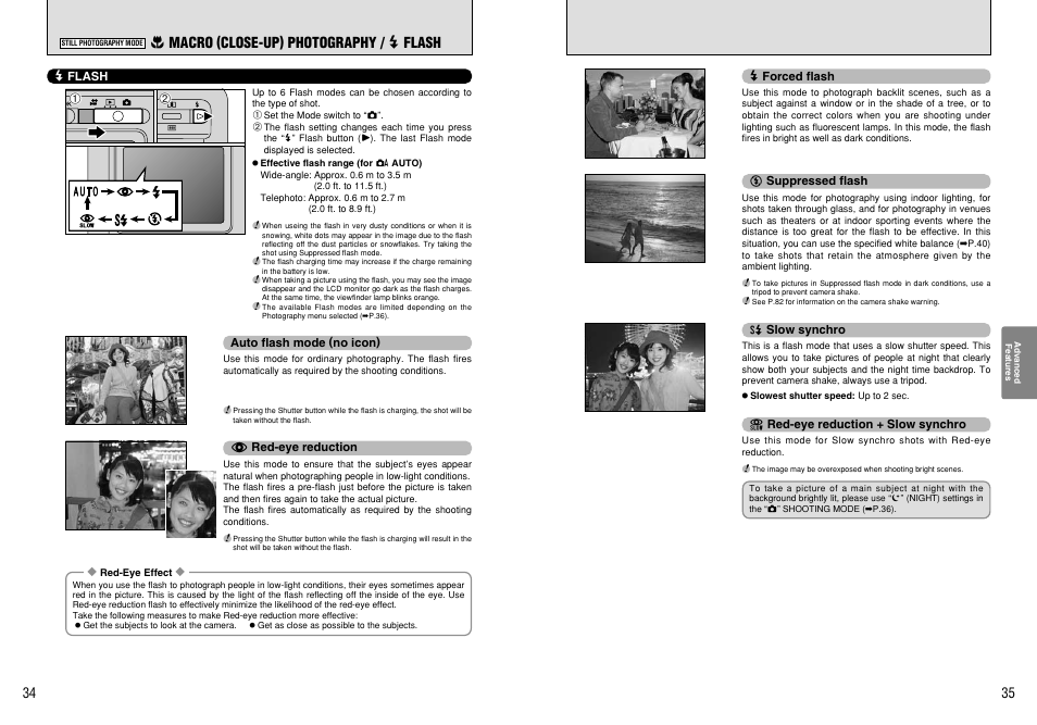 E macro (close-up) photography / d flash | FujiFilm FinePix 420 User Manual | Page 18 / 47