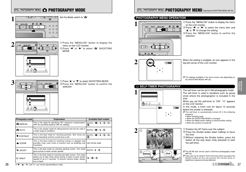 Photography menu, Q photography mode | FujiFilm FinePix 420 User Manual | Page 19 / 47