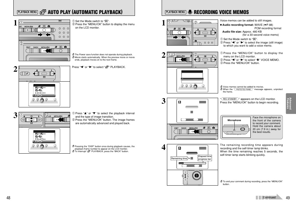 G auto play (automatic playback) | FujiFilm FinePix 420 User Manual | Page 25 / 47