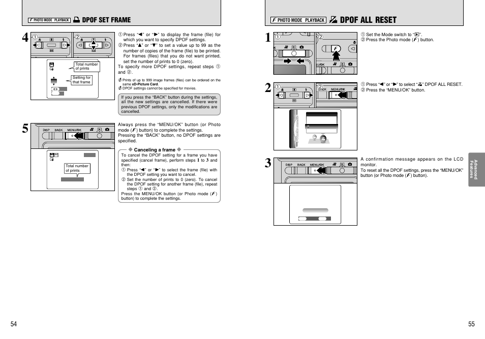 U dpof all reset | FujiFilm FinePix 420 User Manual | Page 28 / 47