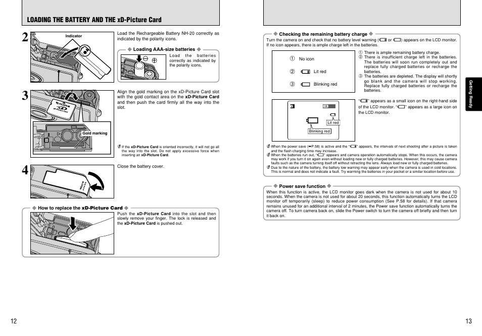 Loading the battery and the xd-picture card | FujiFilm FinePix 420 User Manual | Page 7 / 47