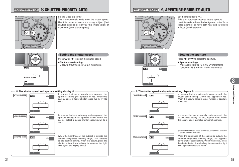 Aperture-priority auto, M shutter-priority auto | FujiFilm E510 User Manual | Page 18 / 59