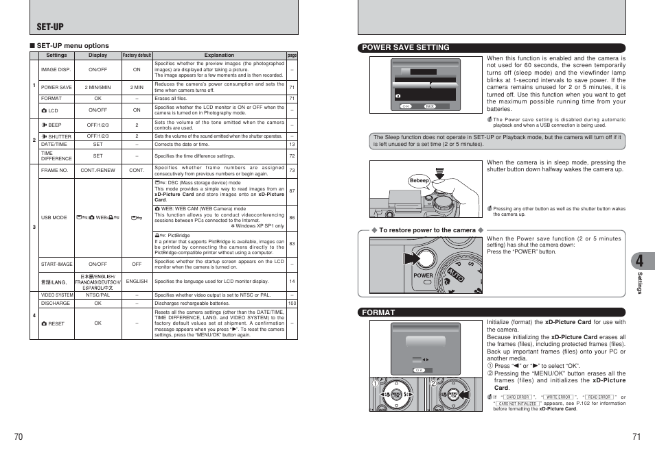 Set-up | FujiFilm E510 User Manual | Page 36 / 59