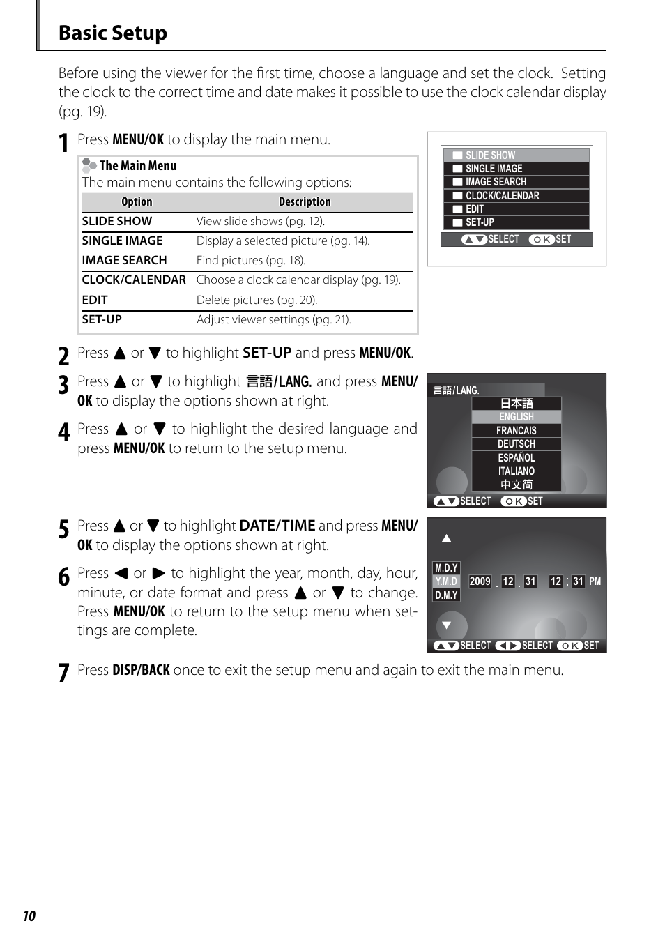 Basic setup | FujiFilm BL00969-200 User Manual | Page 18 / 44