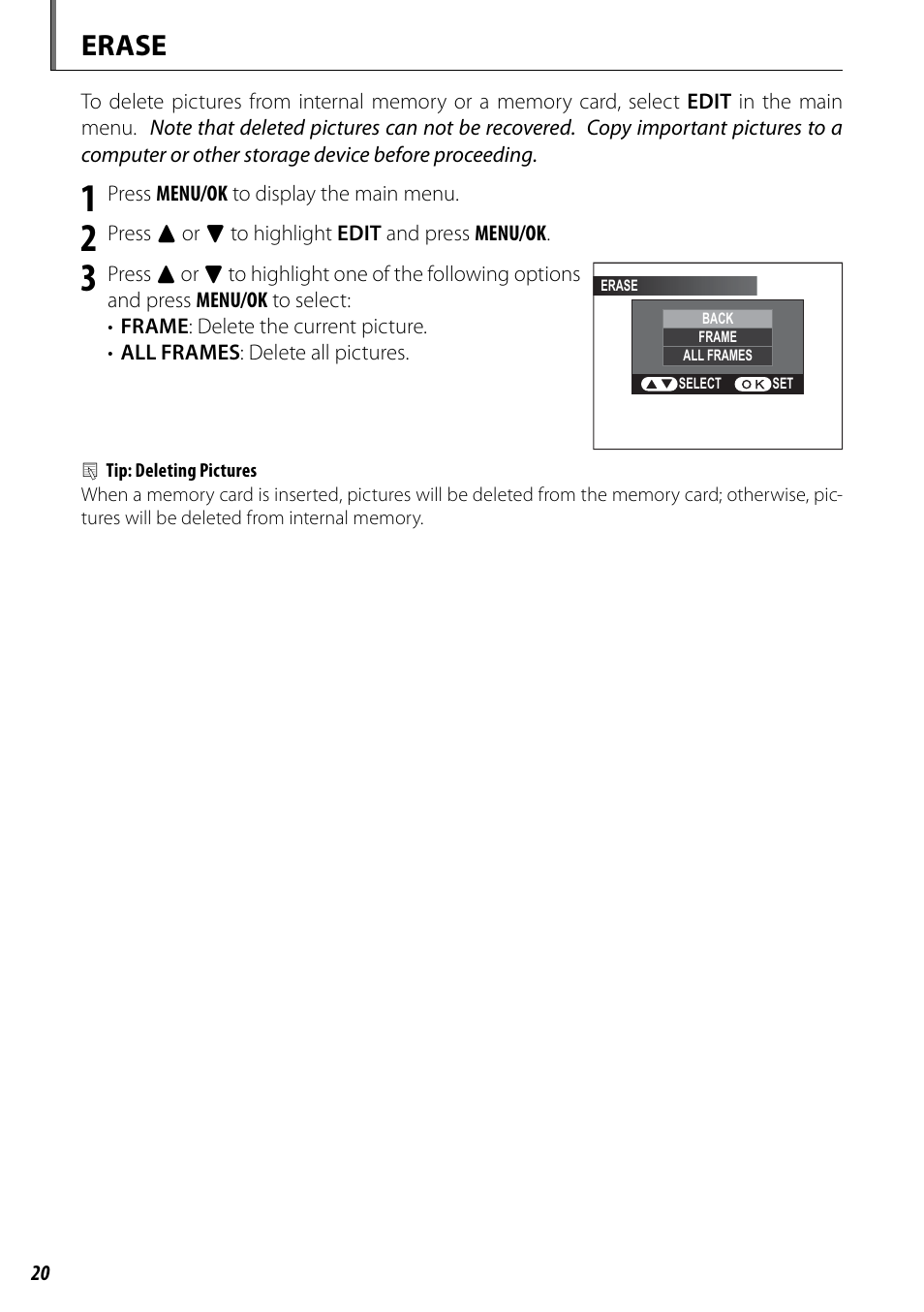 Erase | FujiFilm BL00969-200 User Manual | Page 28 / 44