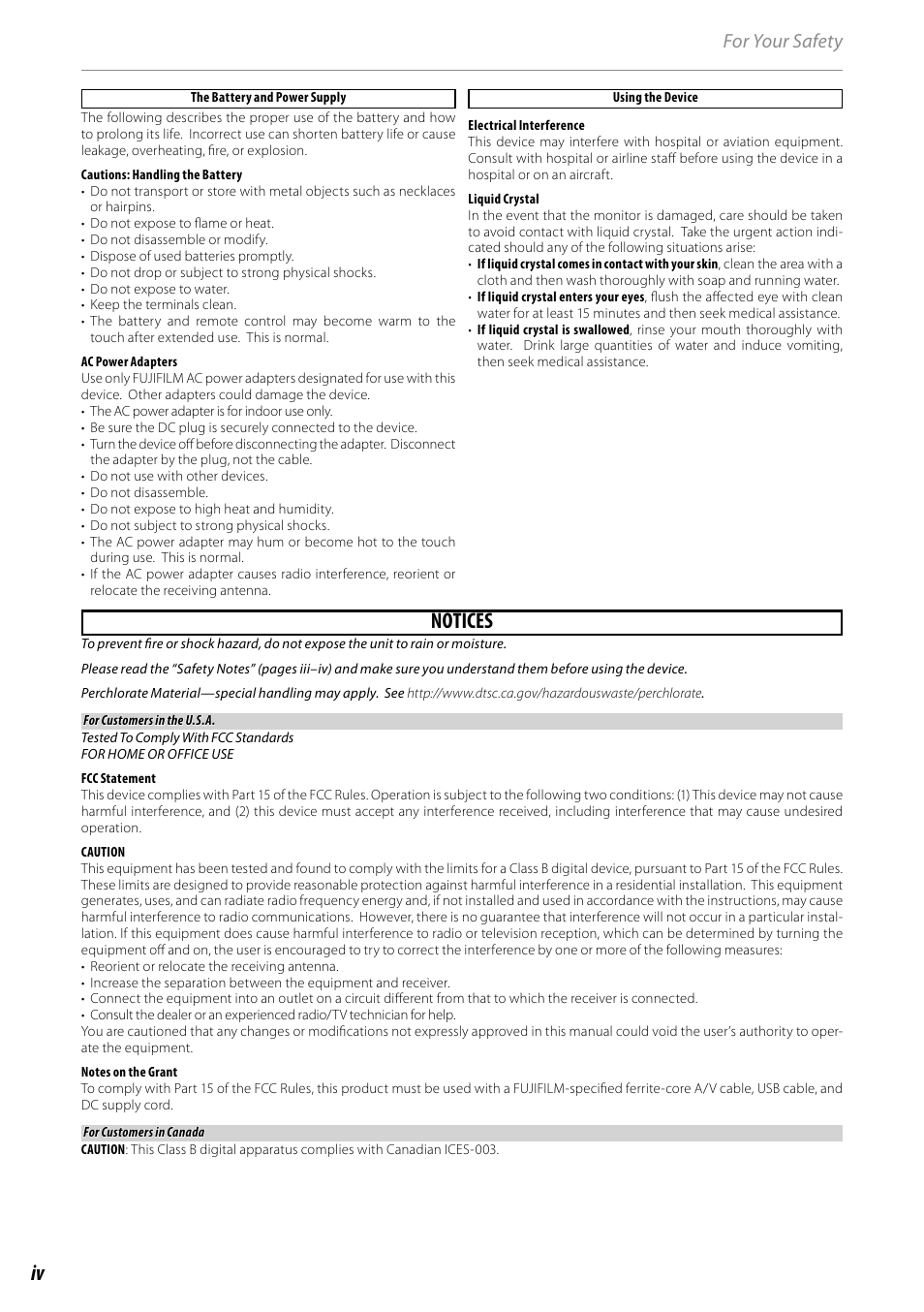 Notices, For your safety | FujiFilm BL00969-200 User Manual | Page 4 / 44