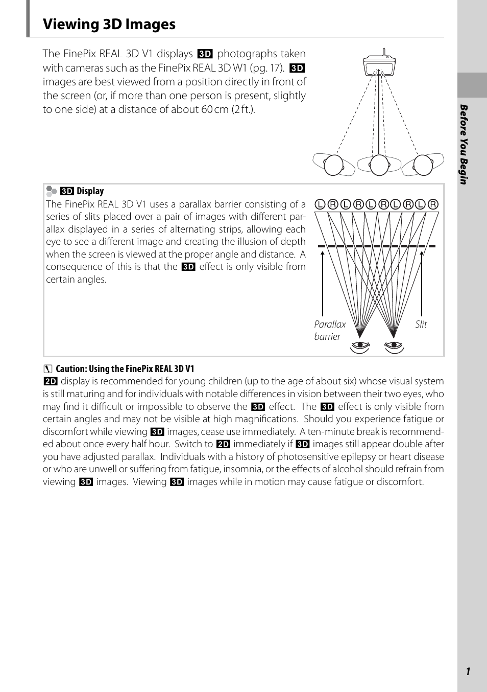 Before you begin, Viewing 3d images | FujiFilm BL00969-200 User Manual | Page 9 / 44