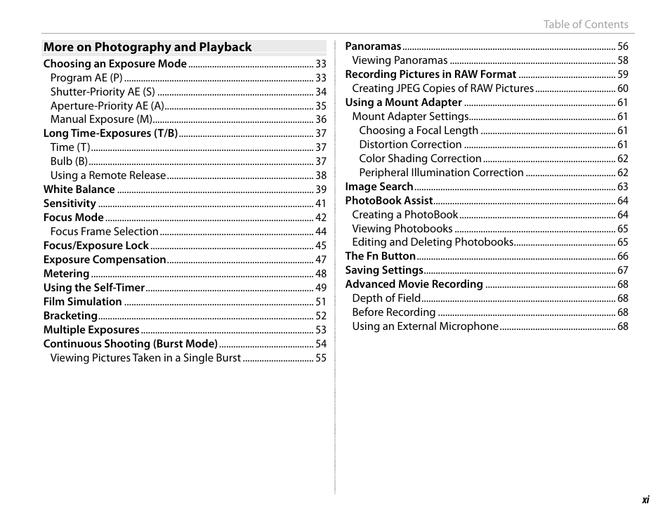 FujiFilm DIGITAL CAMERA X-E1 User Manual | Page 11 / 136