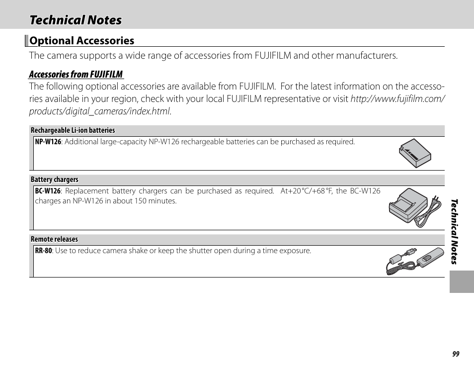 Optional accessories | FujiFilm DIGITAL CAMERA X-E1 User Manual | Page 113 / 136