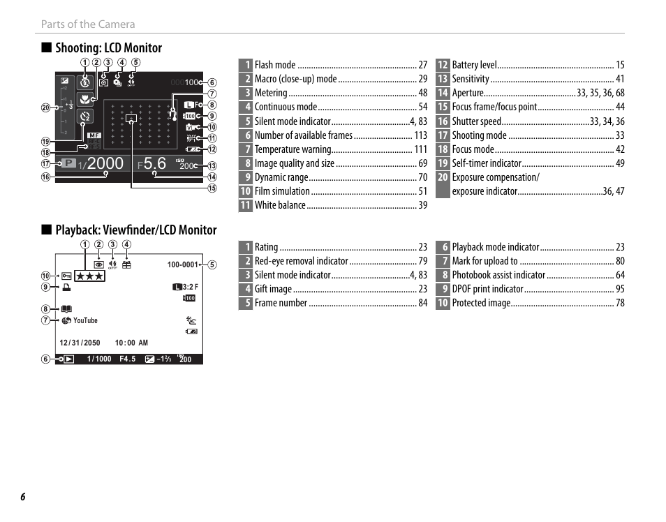 Shooting: lcd monitor, Playback: viewfi nder/lcd monitor | FujiFilm DIGITAL CAMERA X-E1 User Manual | Page 20 / 136