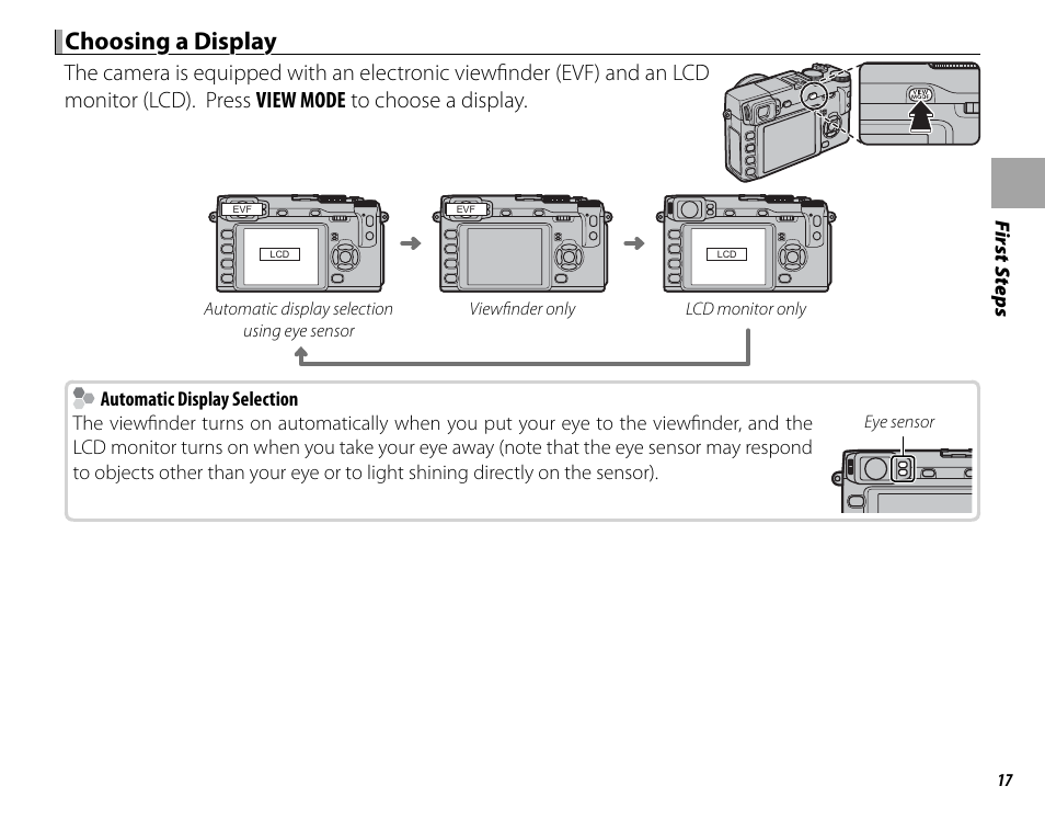 Choosing a display | FujiFilm DIGITAL CAMERA X-E1 User Manual | Page 31 / 136