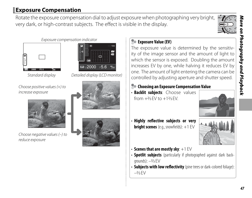 Exposure compensation | FujiFilm DIGITAL CAMERA X-E1 User Manual | Page 61 / 136