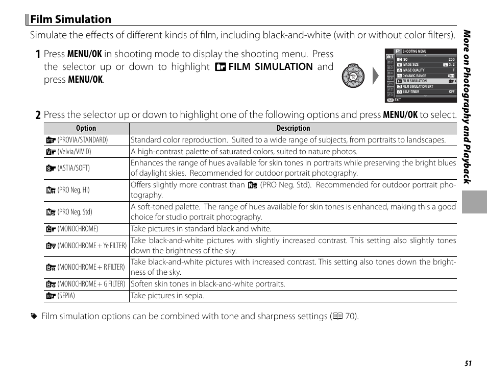 Film simulation | FujiFilm DIGITAL CAMERA X-E1 User Manual | Page 65 / 136