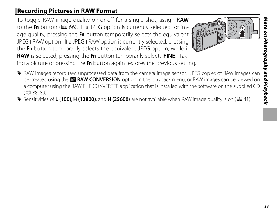 Recording pictures in raw format | FujiFilm DIGITAL CAMERA X-E1 User Manual | Page 73 / 136
