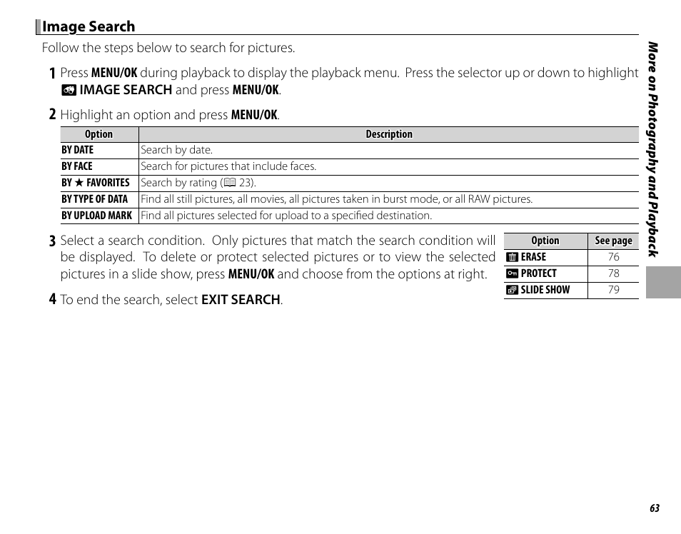 Image search | FujiFilm DIGITAL CAMERA X-E1 User Manual | Page 77 / 136