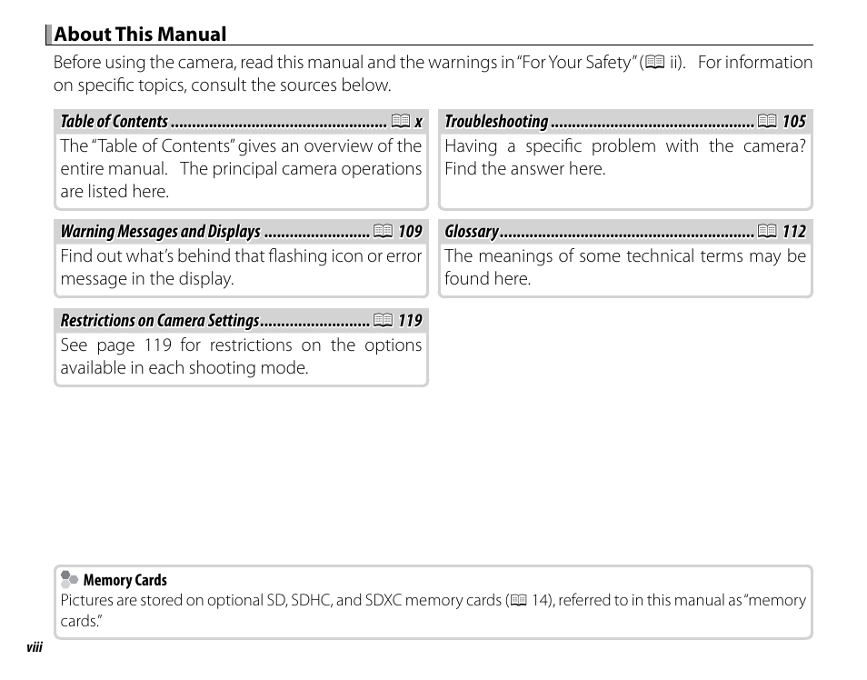 FujiFilm DIGITAL CAMERA X-E1 User Manual | Page 8 / 136