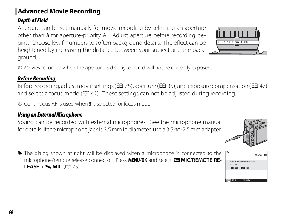 Advanced movie recording | FujiFilm DIGITAL CAMERA X-E1 User Manual | Page 82 / 136