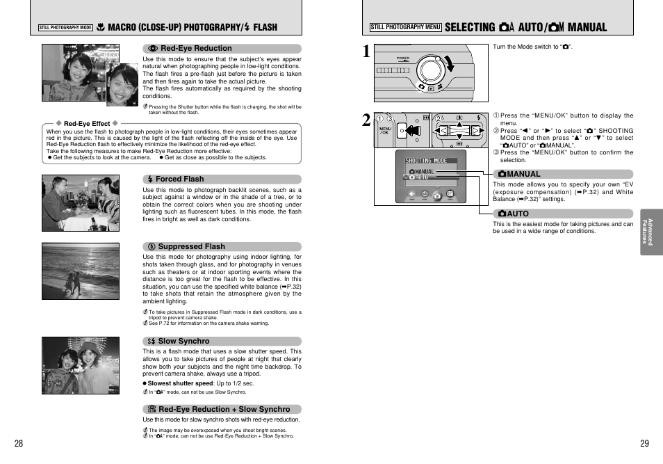 Selecting a auto / s manual | FujiFilm A210 User Manual | Page 15 / 43